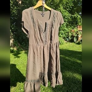 TORRID Olive Brown Lace Detail Short Sleeve Dress